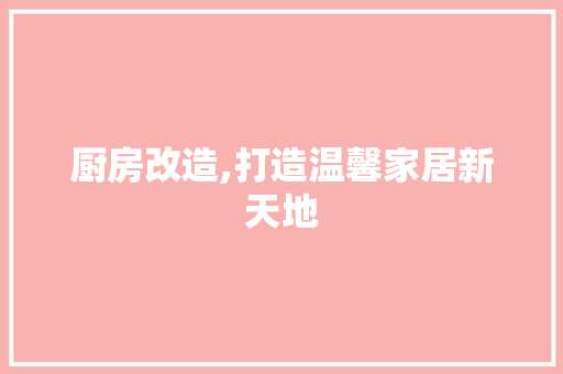 厨房改造,打造温馨家居新天地 家居装饰