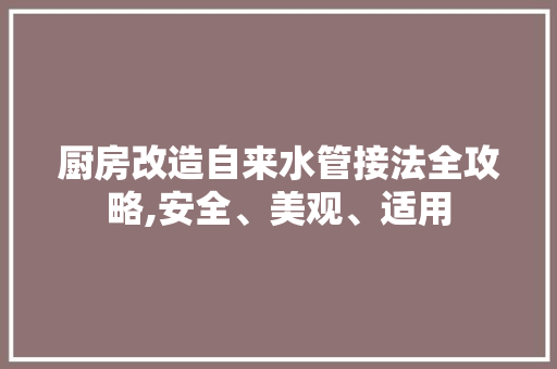 厨房改造自来水管接法全攻略,安全、美观、适用