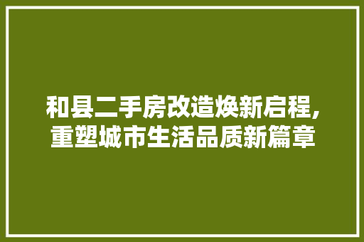 和县二手房改造焕新启程,重塑城市生活品质新篇章 装修知识