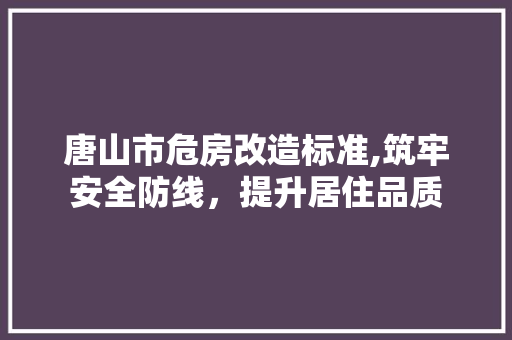唐山市危房改造标准,筑牢安全防线，提升居住品质 装修知识