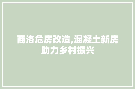 商洛危房改造,混凝土新房助力乡村振兴 家居装饰