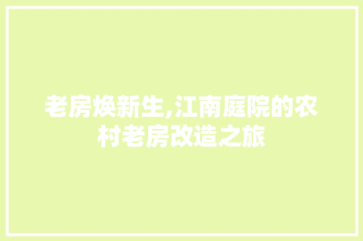 老房焕新生,江南庭院的农村老房改造之旅 家居设计