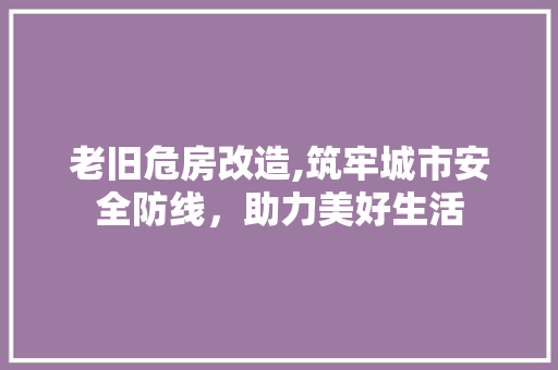 老旧危房改造,筑牢城市安全防线，助力美好生活