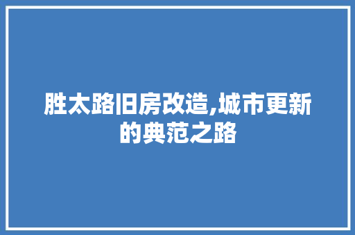 胜太路旧房改造,城市更新的典范之路 家居装饰