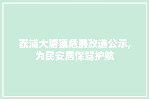 荔浦大塘镇危房改造公示,为民安居保驾护航