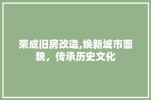 荣成旧房改造,焕新城市面貌，传承历史文化