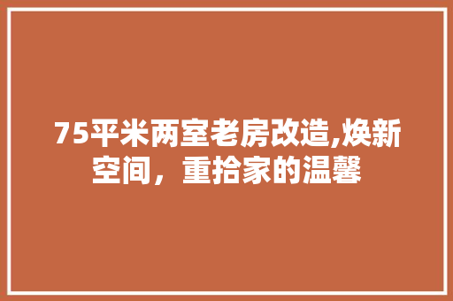 75平米两室老房改造,焕新空间，重拾家的温馨 二手房