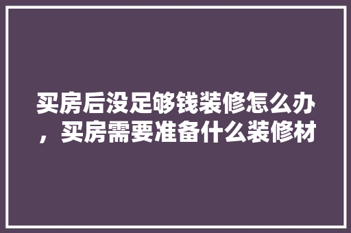 买房后没足够钱装修怎么办，买房需要准备什么装修材料。 买房后没足够钱装修怎么办，买房需要准备什么装修材料。 装修知识