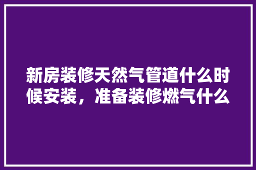 新房装修天然气管道什么时候安装，准备装修燃气什么时间装比较好。 新房装修天然气管道什么时候安装，准备装修燃气什么时间装比较好。 家居装饰