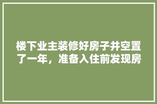楼下业主装修好房子并空置了一年，准备入住前发现房子都被楼上灌下的水泡着，怎么办，装修前业主做什么准备好呢。 楼下业主装修好房子并空置了一年，准备入住前发现房子都被楼上灌下的水泡着，怎么办，装修前业主做什么准备好呢。 家居装饰