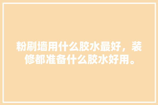 粉刷墙用什么胶水最好，装修都准备什么胶水好用。 粉刷墙用什么胶水最好，装修都准备什么胶水好用。 二手房